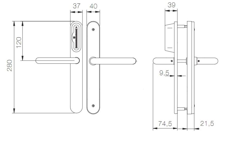 SALTO E5010U00IP48 Comfort Smartcard Lever Handleset Narrow - Image 2