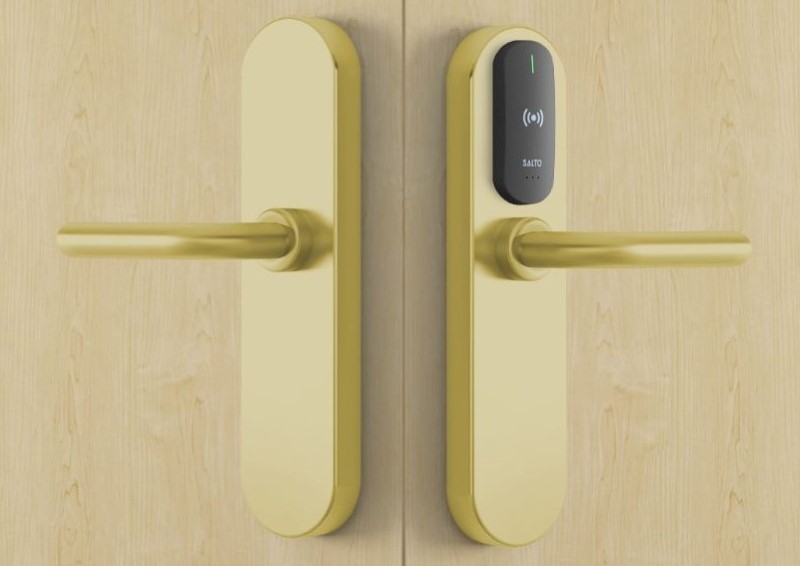 SALTO E9650U00PM XS4 Proximity Handleset Wide Satin Brass