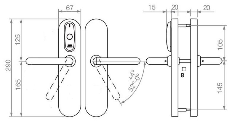 SALTO E9650U00PM XS4 Proximity Handleset Wide Satin Brass - Image 2