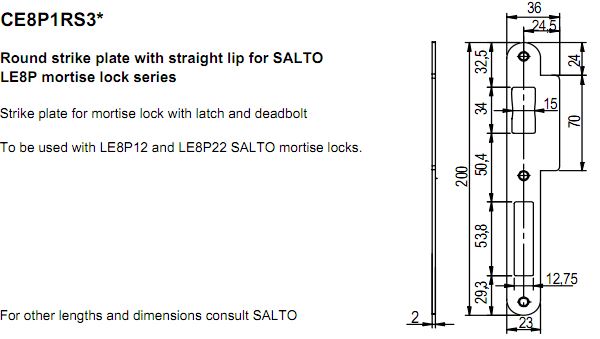SALTO LE8P1260R31IM8CE8P1 Escape D/Latch/Lock 85 60 & Strk Radiused SS - Image 3