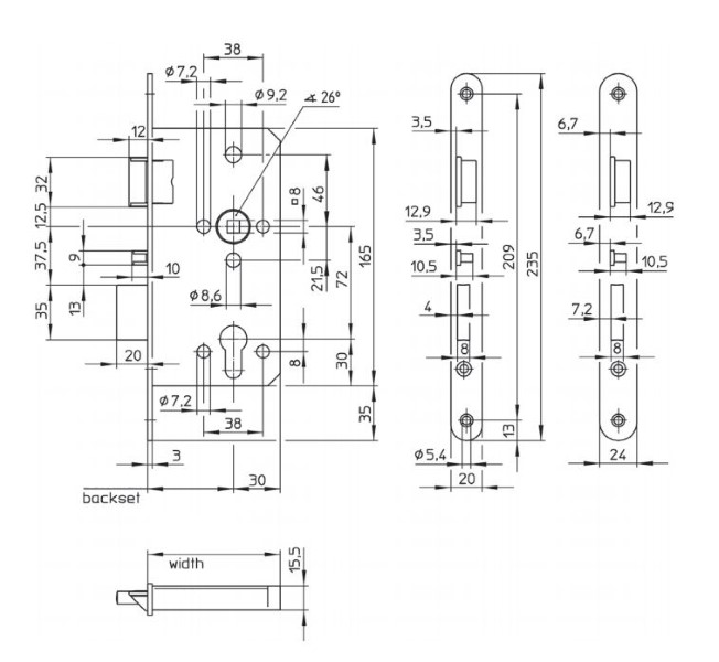 XS4 DIN Glass Door Lock Mechanism LH SS - Image 2